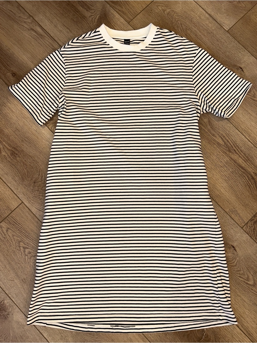 Splash Cotton Black & White Striped S/S Tee Dress Classic casual 12